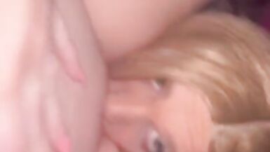 Hot Blonde Crossdresser Licks and Fucks GF until Massive Cum Shot - 7 image