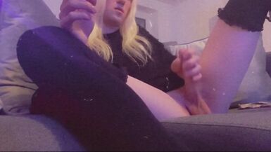 Hot Trap Jerking off on the Couch - 3 image