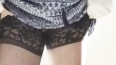 Sarah cd cums in short dress - 9 image