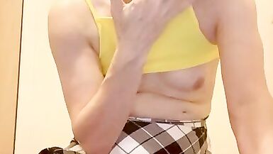 Shooting a juicy cum shot in my schoolgirl skirt! - 15 image