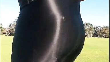 Public Handsfree Cum Ultra Shiny Leohex Leggings & Garter - 3 image