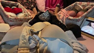 Masturbation of Transvestite with Bra On, Sniffing Bras, Fucking Bras & Cum in Bra POV 4