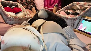 Masturbation of Transvestite with Bra On, Sniffing Bras, Fucking Bras & Cum in Bra POV 4 - 10 image