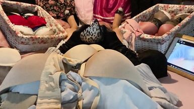 Masturbation of Transvestite with Bra On, Sniffing Bras, Fucking Bras & Cum in Bra POV 4 - 14 image