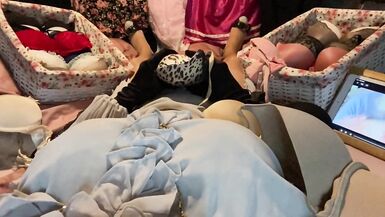 Masturbation of Transvestite with Bra On, Sniffing Bras, Fucking Bras & Cum in Bra POV 4 - 15 image