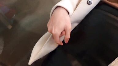 Jerk off and cum on public shop on pantyhose - 4 image