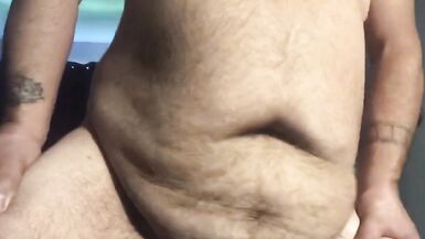 FTM Bear Chub Rides my Dildo Cum Hands Free