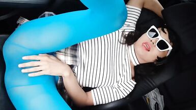 Ponnyboy is walking in the street withe sexy blue Pantyhose - 6 image