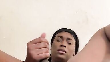 Tranny Fingering Ass while Stroking