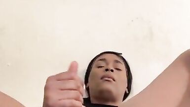 Tranny Fingering Ass while Stroking - 8 image