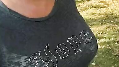 CD at public park quick walk in skirt - 10 image