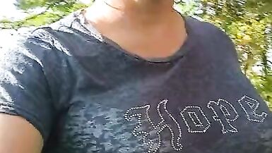 CD at public park quick walk in skirt - 15 image