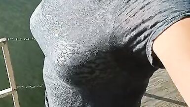 CD at public park quick walk in skirt - 3 image