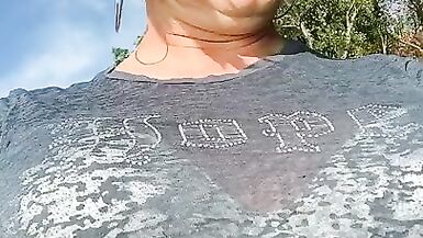 CD at public park quick walk in skirt - 5 image