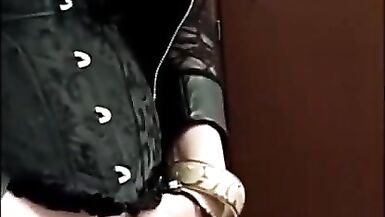 Sissy in Fishnet & Corset Cum a Lot twice with Fleshlight - 15 image