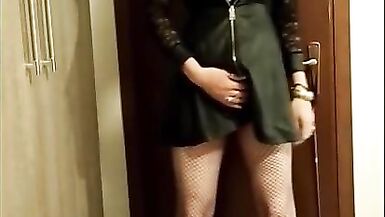 Sissy in Fishnet & Corset Cum a Lot twice with Fleshlight - 5 image