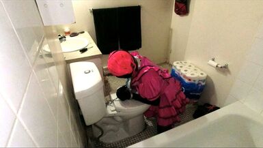 Sissy Maid Shackled to Toilet - 1 image