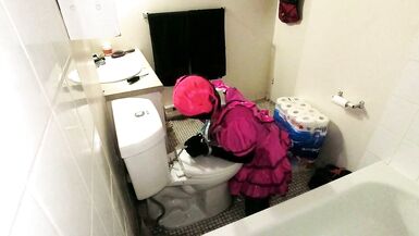 Sissy Maid Shackled to Toilet - 2 image