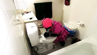 Sissy Maid Shackled to Toilet - 4 image