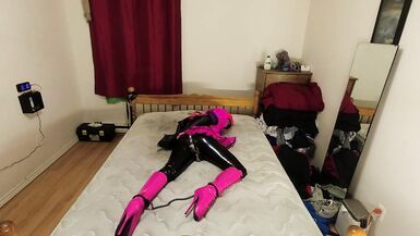 Sissy Maid Self Bondage Armbinder, Anklecuffs in Balletboots - 13 image