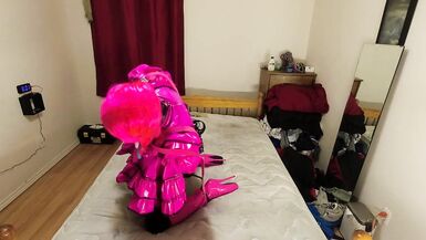 Sissy Maid Self Bondage Armbinder, Anklecuffs in Balletboots - 4 image