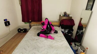 Sissy Maid Self Bondage Armbinder, Anklecuffs in Balletboots - 7 image