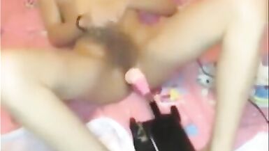Asian teen Ladyboy masturbate with a fucking machine on ass - 12 image