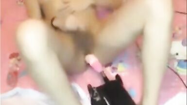 Asian teen Ladyboy masturbate with a fucking machine on ass - 13 image
