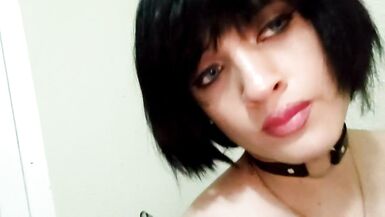 Dark Bitch Sucking a Dildo and Playing with herself - 15 image