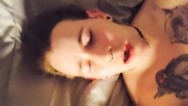 Cute Enby Drops their Phone on their Face before they CUM! (Silly, Homemade, hi Pornhub :p) - 9 image