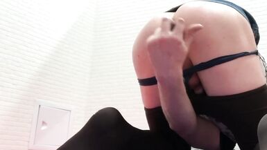 Cute Horny Sissy Crossdress Girl Fuck Ass with Coke Bottle and Cum no Hands - 9 image