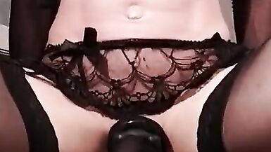 Hardcore squirting sissy slut rides dildo - 8 image