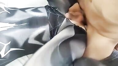 Spider Ladyboy cuffed dominated by a dude masturbating cock - 8 image