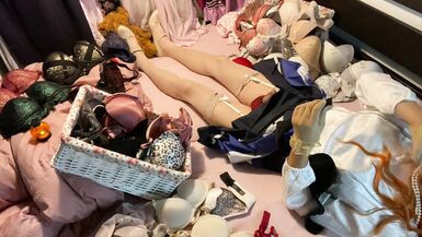 TG Girl Fuck Bra (Victoria's Secret Bombshell 32B) in White Satin Blouse - 3 image