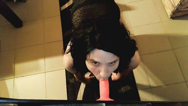 Deepthroat gag training with my new toy - 2 image