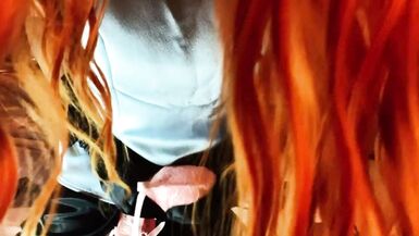 Trans Girl in Blue Satin Blouse Bra Fuck & Cum in Bra(H&M Super Pushup 75A)