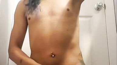 Sissy Tranny Solo while Sucking Dildo - 4 image