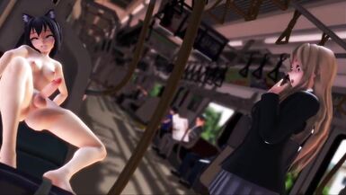 A Futanari Neko Girl Goes To School (MMD FUTA HMV) - 6 image