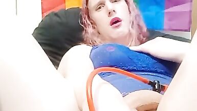 Trans Annie Shows off Cock and Takes Anal Training to Extreme - 14 image