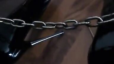 7 inches stilettos with ankle cuffs and in chastity - 14 image