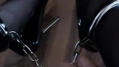 7 inches stilettos with ankle cuffs and in chastity - 15 image