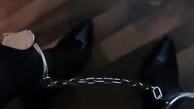 7 inches stilettos with ankle cuffs and in chastity - 6 image