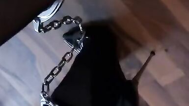 7 inches stilettos with ankle cuffs and in chastity - 9 image