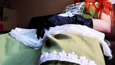 Trans Girl in Green Dirndl Bra Fuck and Cum in Bra (edc by esprit 70A) - 1 image