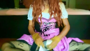 Trans Girl in Pink Dirndl Bra Fuck & Cum in Bra (Victoria's Secret Bombschell) - 10 image