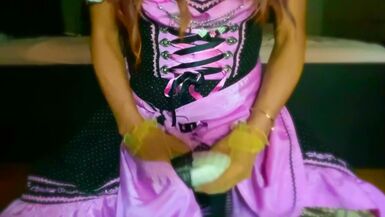 Trans Girl in Pink Dirndl Bra Fuck & Cum in Bra (Victoria's Secret Bombschell) - 13 image