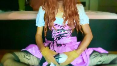 Trans Girl in Pink Dirndl Bra Fuck & Cum in Bra (Victoria's Secret Bombschell) - 4 image