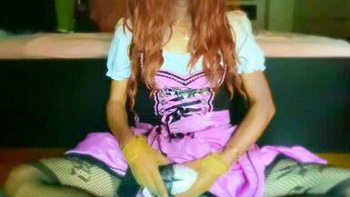 Trans Girl in Pink Dirndl Bra Fuck & Cum in Bra (Victoria's Secret Bombschell) - 5 image