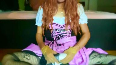 Trans Girl in Pink Dirndl Bra Fuck & Cum in Bra (Victoria's Secret Bombschell) - 8 image