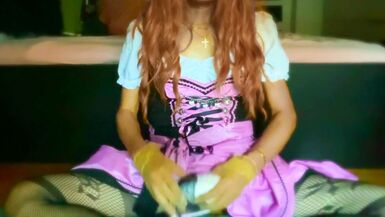 Trans Girl in Pink Dirndl Bra Fuck & Cum in Bra (Victoria's Secret Bombschell) - 9 image